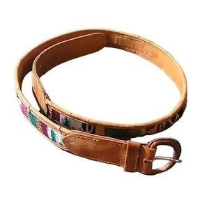 Woven Leather Belt Boho Hippie‎ Colorful Pattern Belt Accessory guatemala waist